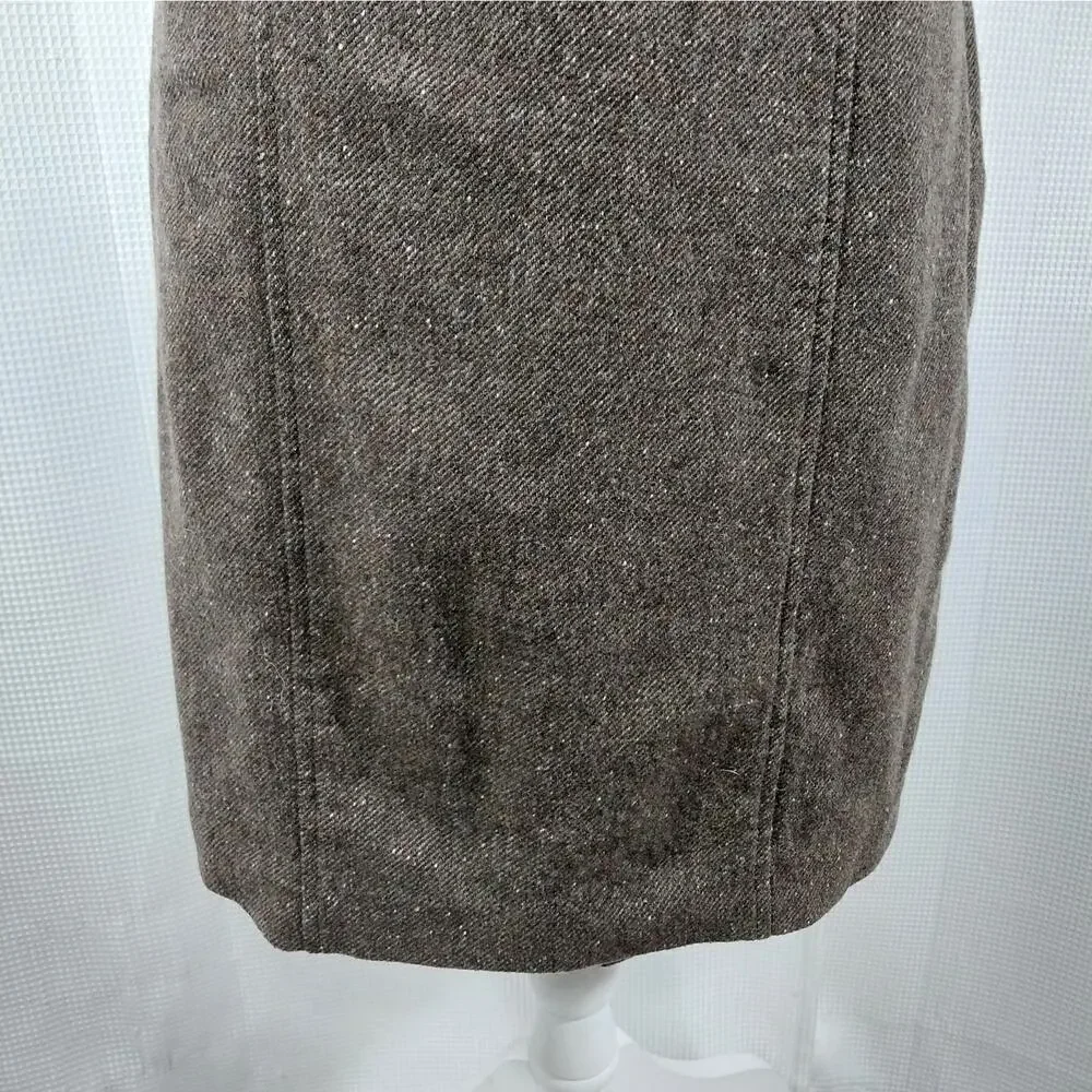 BANANA REPUBLIC! BROWN/CREAM MIXED WOOL+ DIAGONAL WEAVE PENCIL SKIRT! SZ 10